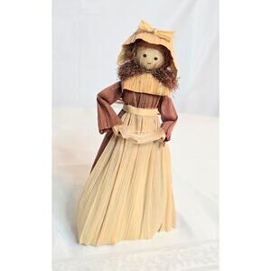 Vintage Corn Husk Doll Young Woman 7" Tall Rustic, Folk Art, Primitive